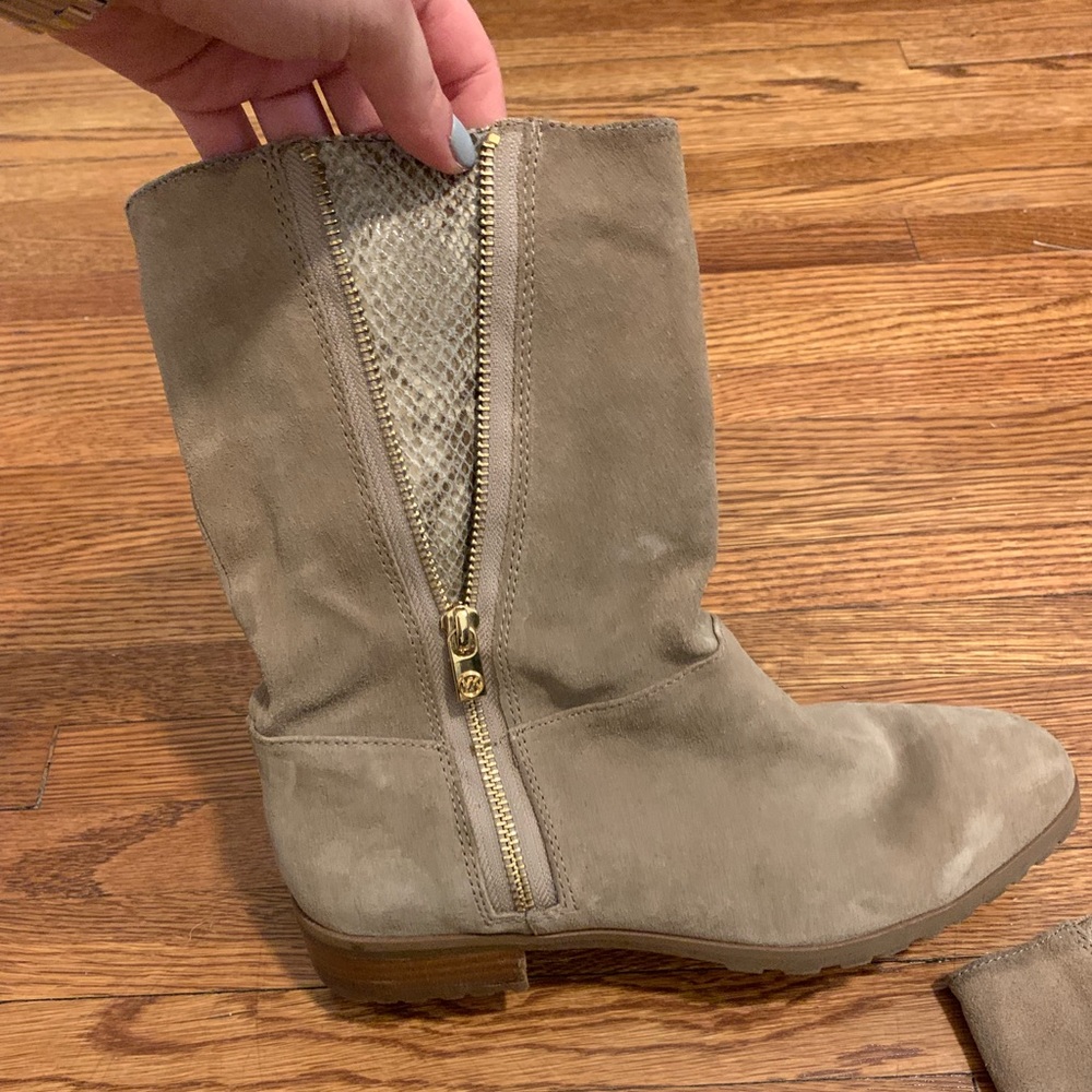 Michael Kors beige and “snake skin” booties